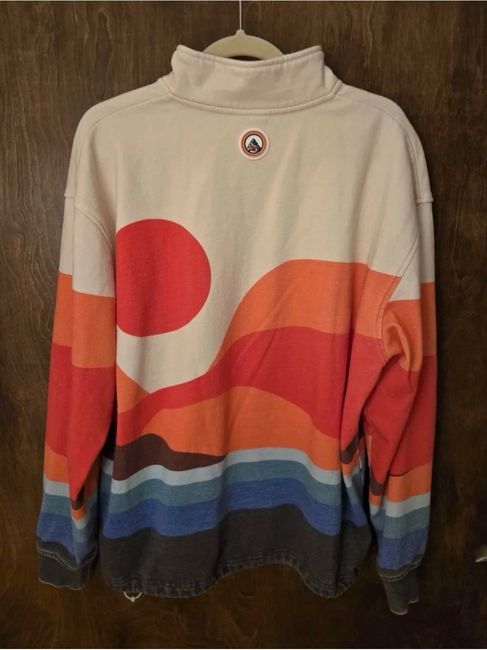Kith x Columbia Mens Quarter-Zip Graphic Fleece Sweater in Multi-Red